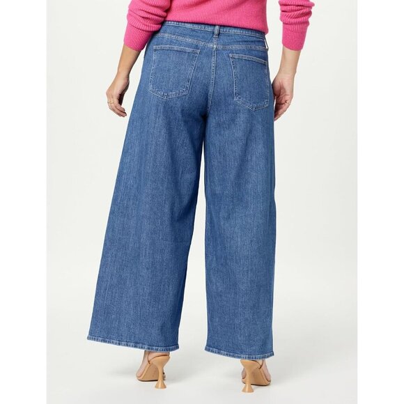 Women's Relaxed Fit Jeans Cotton Blend Wide Leg 26 Medium Indigo - Picture 6 of 7